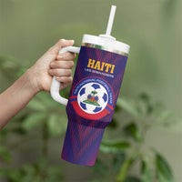 Custom Haiti Football Tumbler With Handle Come On Les Grenadiers