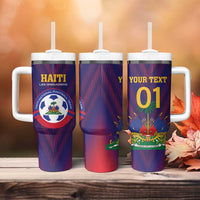 Custom Haiti Football Tumbler With Handle Come On Les Grenadiers