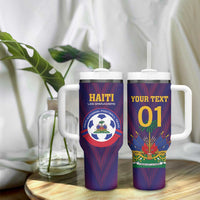 Custom Haiti Football Tumbler With Handle Come On Les Grenadiers