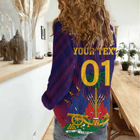 Custom Haiti Football Women Casual Shirt Come On Les Grenadiers