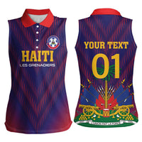 Custom Haiti Football Women Sleeveless Polo Shirt Come On Les Grenadiers