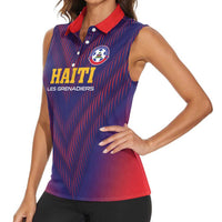 Custom Haiti Football Women Sleeveless Polo Shirt Come On Les Grenadiers