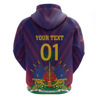 Custom Haiti Football Zip Hoodie Come On Les Grenadiers