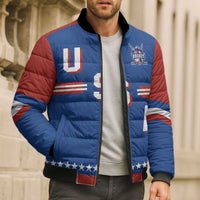 Custom Hockey 2026 USA Blue Bomber Puffer Jacket United States Go Champions