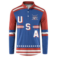 Custom Hockey 2026 USA Blue Button Sweatshirt United States Go Champions