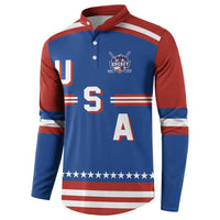 Custom Hockey 2026 USA Blue Button Sweatshirt United States Go Champions