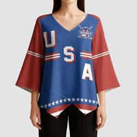 Custom Hockey 2026 USA Blue Kimono Sleeve Blouse United States Go Champions