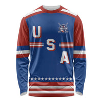 Custom Hockey 2026 USA Blue Long Sleeve Shirt United States Go Champions