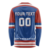 Custom Hockey 2026 USA Blue Long Sleeve Shirt United States Go Champions