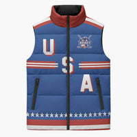 Custom Hockey 2026 USA Blue Sleeveless Puffer Jacket United States Go Champions