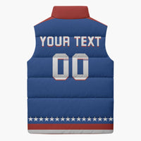 Custom Hockey 2026 USA Blue Sleeveless Puffer Jacket United States Go Champions