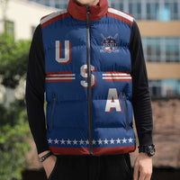 Custom Hockey 2026 USA Blue Sleeveless Puffer Jacket United States Go Champions