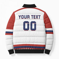 Custom Hockey 2026 USA White Bomber Puffer Jacket United States Go Champions