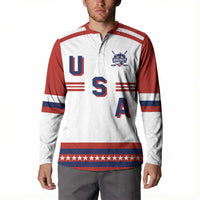 Custom Hockey 2026 USA White Button Sweatshirt United States Go Champions