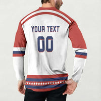 Custom Hockey 2026 USA White Button Sweatshirt United States Go Champions
