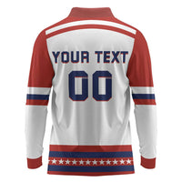 Custom Hockey 2026 USA White Long Sleeve Polo Shirt United States Go Champions