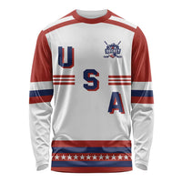 Custom Hockey 2026 USA White Long Sleeve Shirt United States Go Champions
