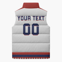 Custom Hockey 2026 USA White Sleeveless Puffer Jacket United States Go Champions