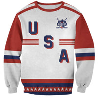 Custom Hockey 2026 USA White Sweatshirt United States Go Champions