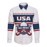 Custom Ball Hockey 2026 USA Long Sleeve Button Shirt US Team Go Champions