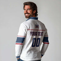Custom Ball Hockey 2026 USA Long Sleeve Polo Shirt US Team Go Champions
