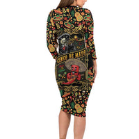 Mexico Cinco de Mayo Long Sleeve Bodycon Dress Fiesta and then Siesta