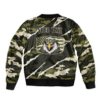 Personalized USA 250th Anniversary Sleeve Zip Bomber Jacket Eagle Camouflage Zipper Stylized