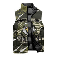 Personalized USA 250th Anniversary Sleeveless Puffer Jacket Eagle Camouflage Zipper Stylized