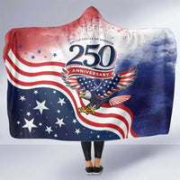 USA 250 Years of Freedom Hooded Blanket American Patriotic