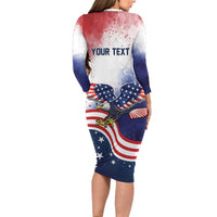 Personalized USA 250 Years of Freedom Long Sleeve Bodycon Dress American Patriotic