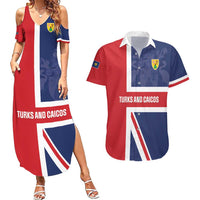 Personalised Turks and Caicos Islands Couples Matching Summer Maxi Dress and Hawaiian Shirt Come On Team TCI