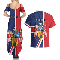 Personalised Turks and Caicos Islands Couples Matching Summer Maxi Dress and Hawaiian Shirt Come On Team TCI