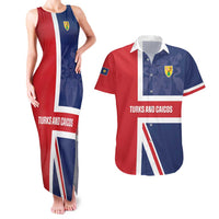 Personalised Turks and Caicos Islands Couples Matching Tank Maxi Dress and Hawaiian Shirt Come On Team TCI