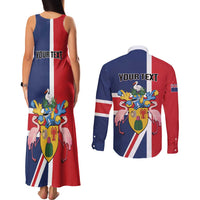 Personalised Turks and Caicos Islands Couples Matching Tank Maxi Dress and Long Sleeve Button Shirt Come On Team TCI