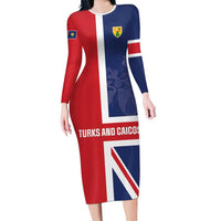 Personalised Turks and Caicos Islands Family Matching Long Sleeve Bodycon Dress and Hawaiian Shirt Come On Team TCI