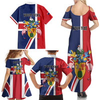 Personalised Turks and Caicos Islands Family Matching Summer Maxi Dress and Hawaiian Shirt Come On Team TCI