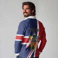 Personalised Turks and Caicos Islands Long Sleeve Polo Shirt Come On Team TCI