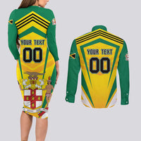Custom Cricket Jamaica Scorpions Couples Matching Long Sleeve Bodycon Dress and Long Sleeve Button Shirt We Made Legends
