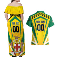 Custom Cricket Jamaica Scorpions Couples Matching Off Shoulder Maxi Dress and Hawaiian Shirt We Made Legends