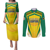 Custom Cricket Jamaica Scorpions Couples Matching Puletasi and Long Sleeve Button Shirt We Made Legends