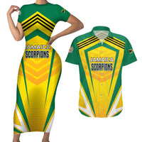 Custom Cricket Jamaica Scorpions Couples Matching Short Sleeve Bodycon Dress and Hawaiian Shirt We Made Legends