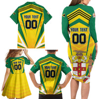 Custom Cricket Jamaica Scorpions Family Matching Long Sleeve Bodycon Dress and Hawaiian Shirt We Made Legends