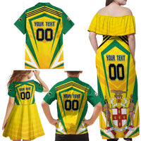 Custom Cricket Jamaica Scorpions Family Matching Off Shoulder Maxi Dress and Hawaiian Shirt We Made Legends