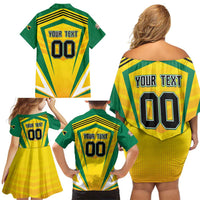 Custom Cricket Jamaica Scorpions Family Matching Off Shoulder Short Dress and Hawaiian Shirt We Made Legends