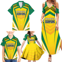 Custom Cricket Jamaica Scorpions Family Matching Summer Maxi Dress and Hawaiian Shirt We Made Legends
