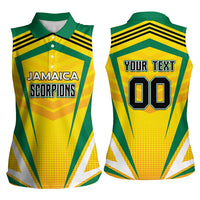 Custom Cricket Jamaica Scorpions Women Sleeveless Polo Shirt We Made Legends