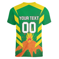 Custom Cricket Windwards Volcanoes Women V-Neck T-Shirt All The Best LAVA Boys