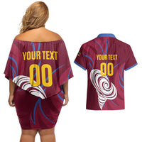 Custom Cricket Leeward Hurricanes Couples Matching Off Shoulder Short Dress and Hawaiian Shirt Come On Hurricanes Boys