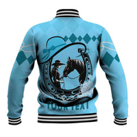 Personalized Kentucky Horse Racing Baseball Jacket Beauty and The Horse Blue Version LT01