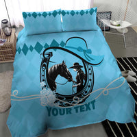 Personalized Kentucky Horse Racing Bedding Set Beauty and The Horse Blue Version LT01